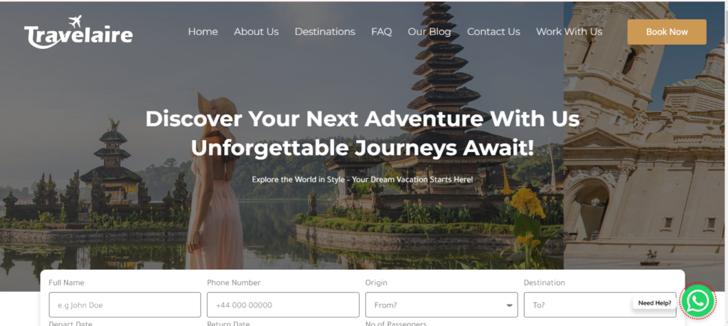 WordPress Website Development for Travelaire